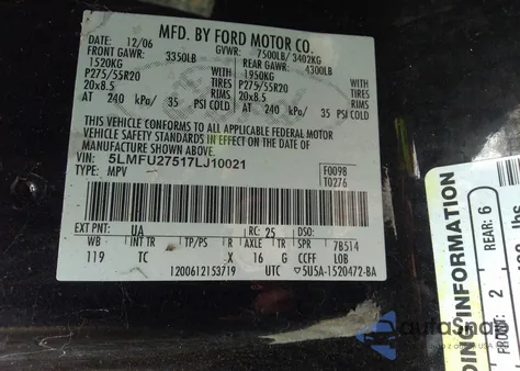 2007 Lincoln Navigator Ultimate z USA, uszkodzony, nr VIN 5LMFU27517LJ10021